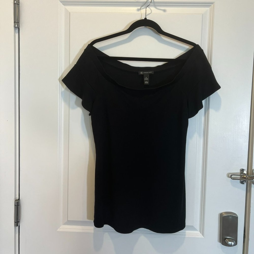 INC International concepts black short sleeve shirt scoop neck - XL
